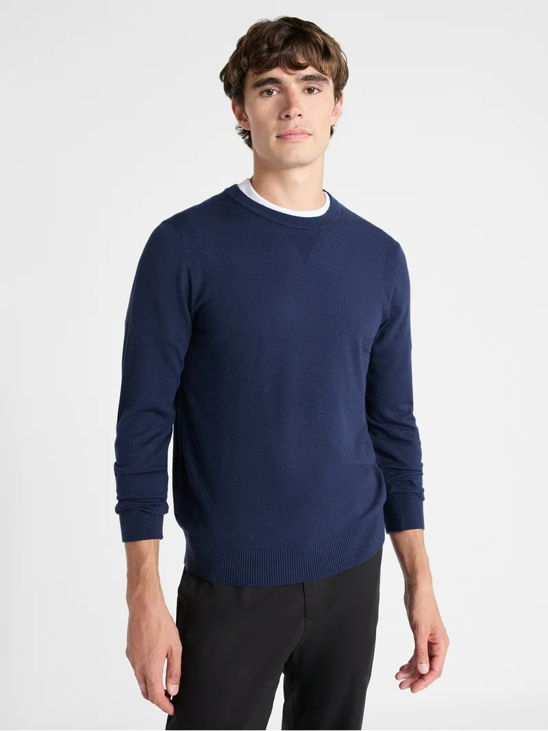 Free Assembly Men's Cozy Yarn Everyday Crewneck Sweater with Long Sleeves, Size XS-3XL | Walmart (US)
