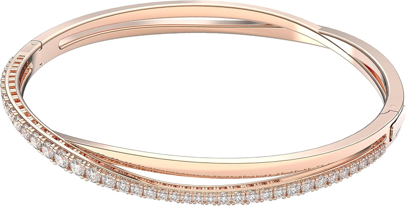 SWAROVSKI Twist Rows Crystal Bracelet Collection, Rhodium & Rose Gold Tone Finish, Clear Crystals | Amazon (US)