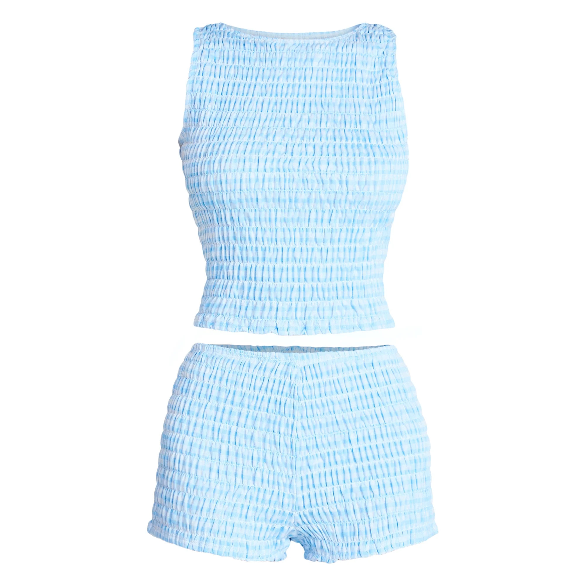 No Boundaries Smocked Tank Top and Shorts Set, 2-Piece, Women's XXS-XXL | Walmart (US)