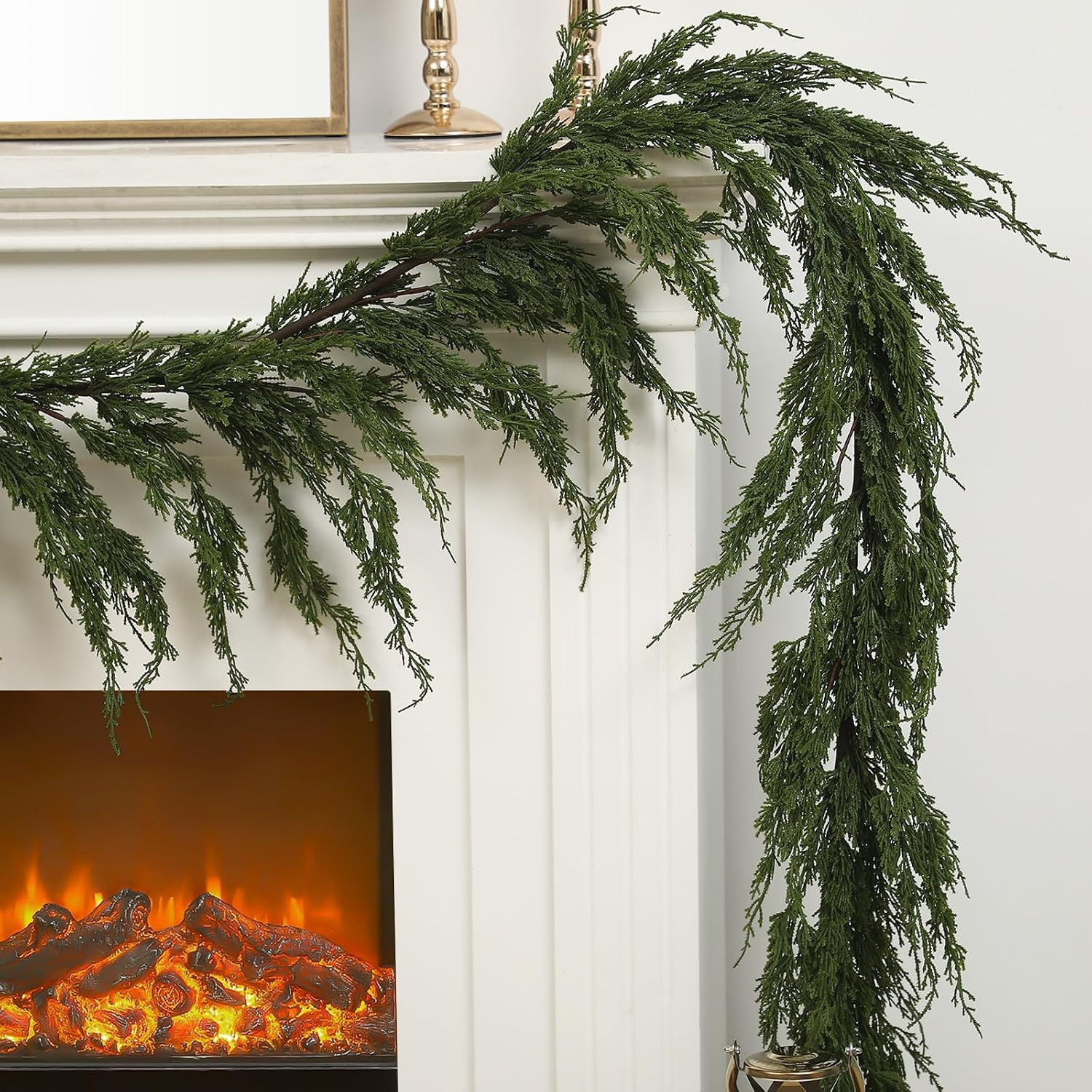Daifunli 1 Pcs 6 ft Artificial Cypress Cedar Garland for Christmas | Amazon (US)