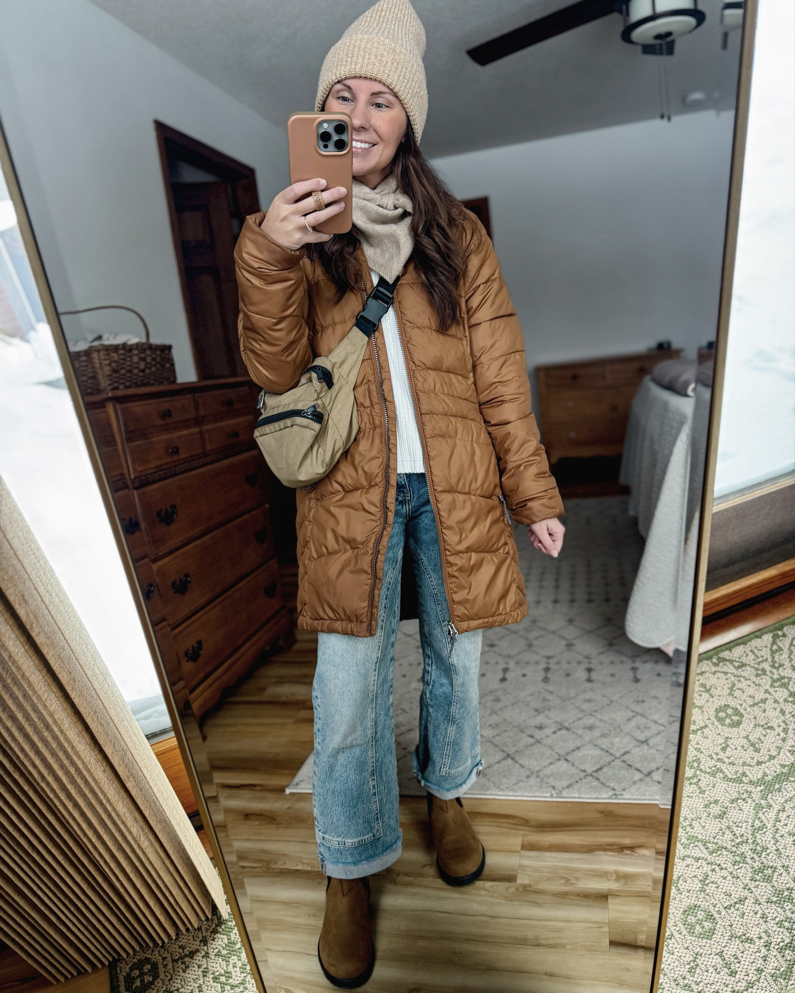 Wearing small in my cotton sweater (I also own it in black and tan—love it!), 24 short in my jeans (short is sold out but with the raw hem I think you could cut the regular if needed). And 6.5 in my blundstone boots!
Loving the triangle scarf trend. It reminds me of how I used to wear my scarves in college🥰

My hat is older from target so I linked some similar ones.

My coat is a few years old; but still available in other colors. I’ll also link similarly colored ones. My gloves are thrifted so I’ll link similar as well. 

#LTKFindsUnder50 #LTKgrwm #LTKSeasonal