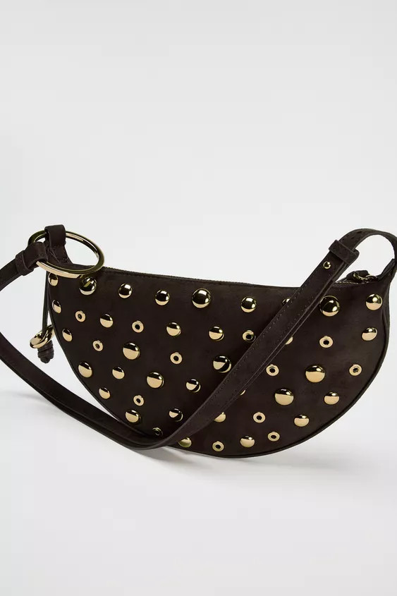 Shoulder bag. Studded detail on the top. Interior zip pocket. Adjustable shoulder strap; can also... | Zara UK