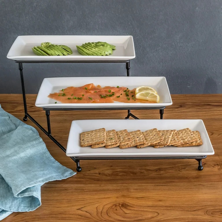 Better Homes & Gardens White Porcelain 3 Tiered Serve Set - Walmart.com | Walmart (US)