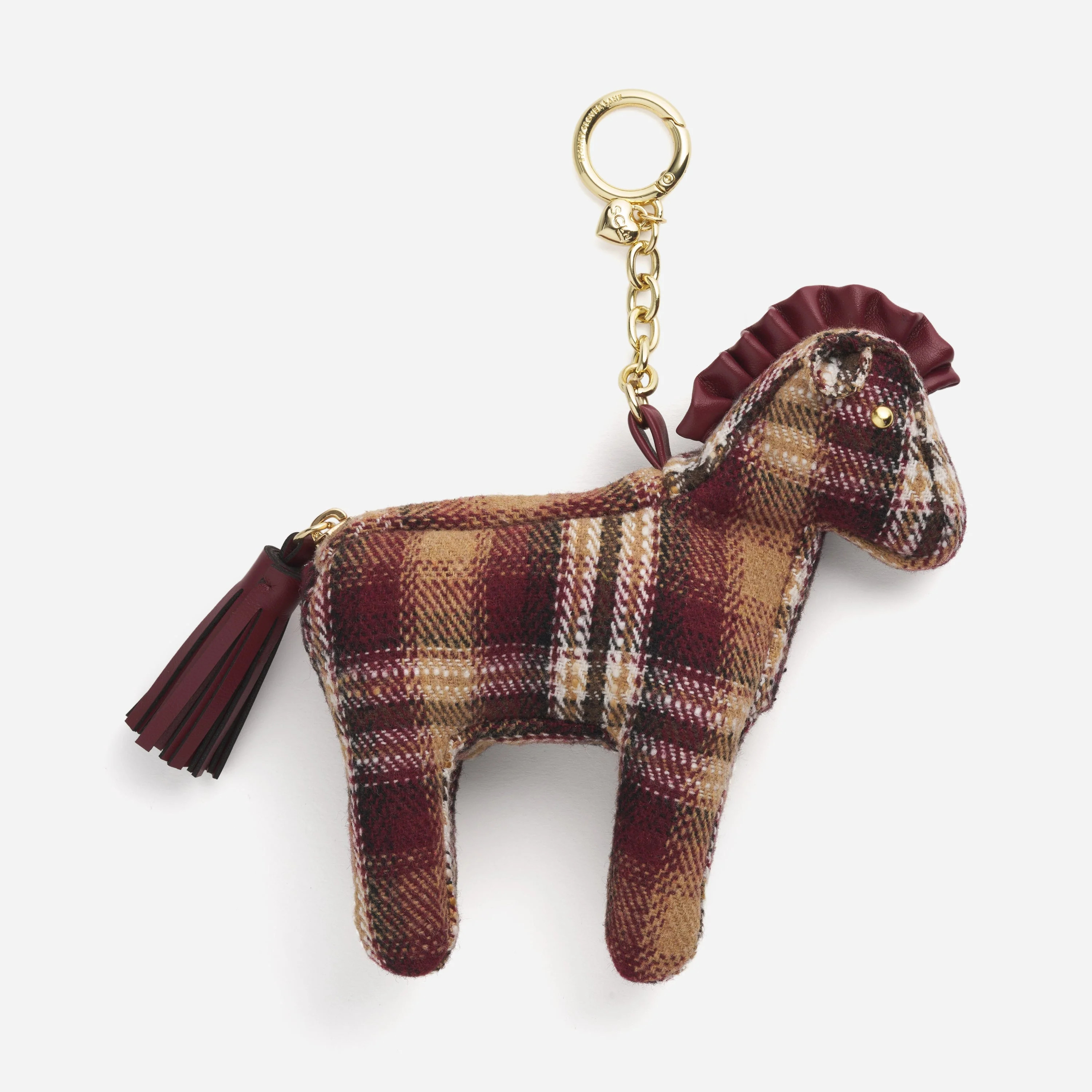 Horse Pouch Bag Charm by Stoney Clover Lane Burgundy Woven Plaid | Stoney Clover Lane