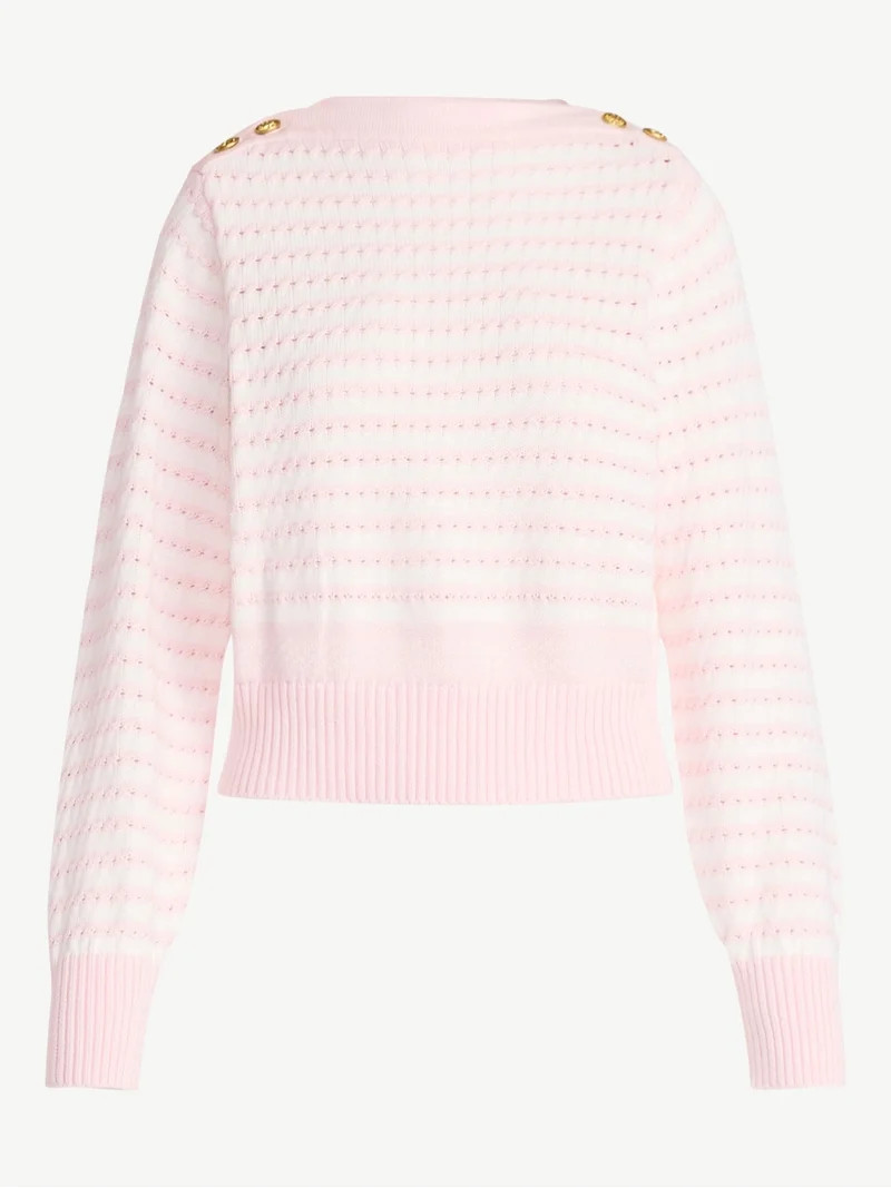 Free Assembly Women's Button Shoulder Sweater with Long Sleeves, Sizes XS-XXL | Walmart (US)