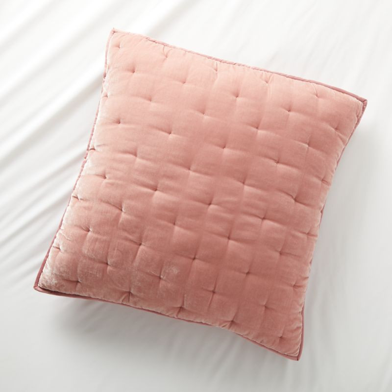 Audra Blush Velvet Euro Sham + Reviews | Crate and Barrel | Crate & Barrel