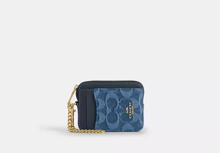 Zip Card Case In Signature Denim | Coach (US)