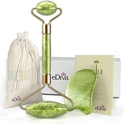 eDiva Natural Jade Roller– Gua Sha – Lymphatic Drainage Tool for Face, Neck, Body - Anti Agin... | Amazon (US)