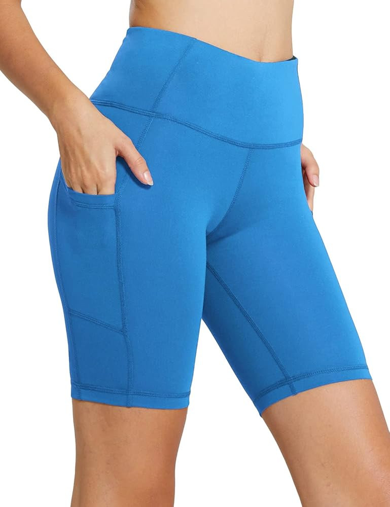 BALEAF Women's 8"/ 7"/ 5" High Waist Biker Shorts Yoga Running Volleyball Workout Gym with Pocket... | Amazon (US)