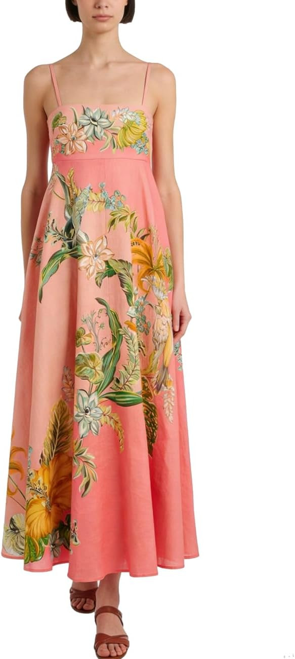 Femiserah Women's Summer Spaghetti Strap Maxi Dress Boho Floral Sleeveless Square Neck Flowy Long... | Amazon (US)