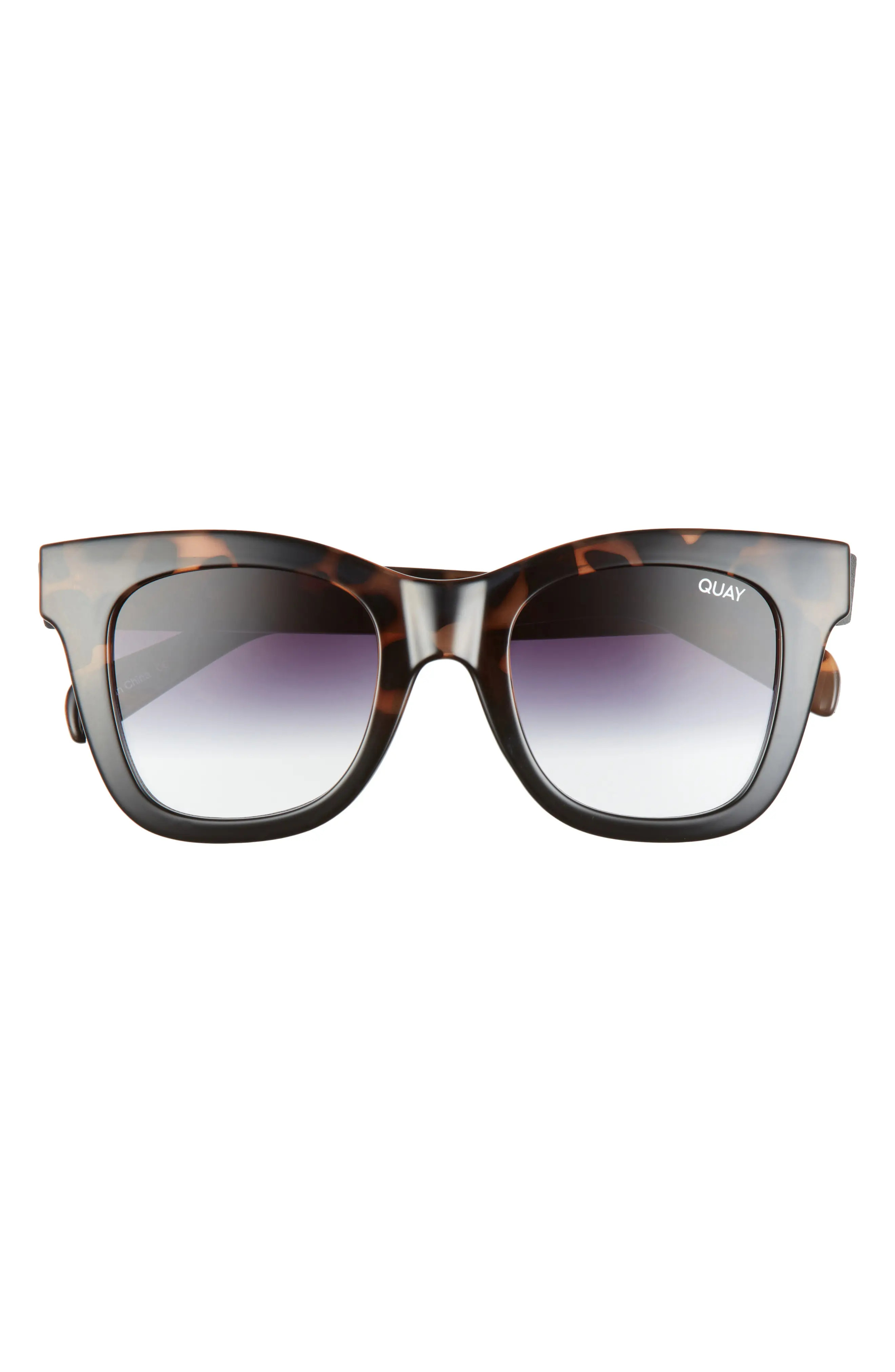 Quay Australia After Hours 50mm Square Sunglasses in Tort Black/Black Fade Lens at Nordstrom | Nordstrom
