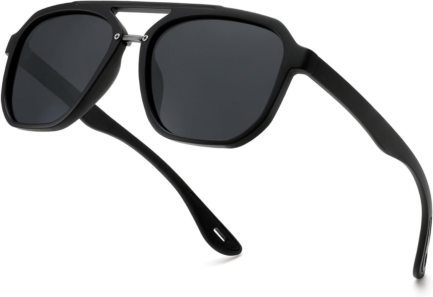 Retro Square Aviator Sunglasses, Women Men 70s Vintage Trendy TR90 Frame Sun Glasses | Amazon (US)