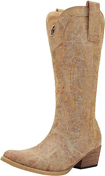 HISEA Rollda Cowboy Boots Women Western Boots Cowgirl Boots Ladies Pointy Toe Fashion Boots | Amazon (US)