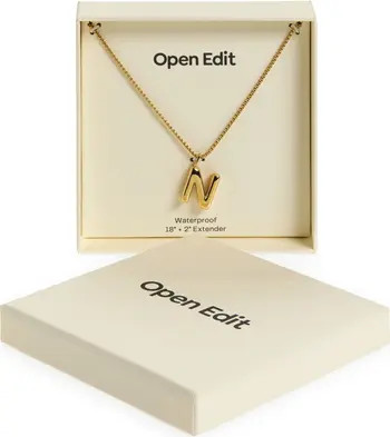 Open Edit Waterproof Bubble Initial Pendant Necklace | Nordstrom | Nordstrom