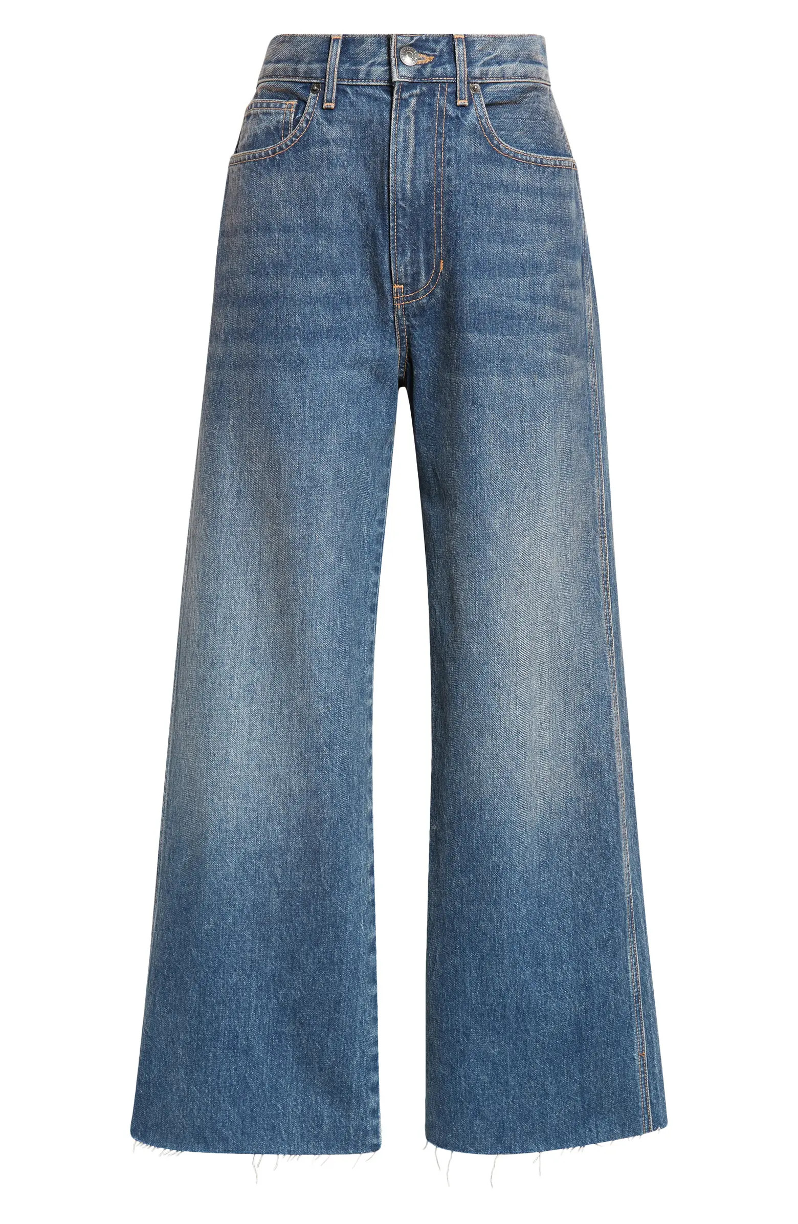 Veronica Beard Taylor Raw Hem High Waist Ankle Wide Leg Jeans | Nordstrom | Nordstrom