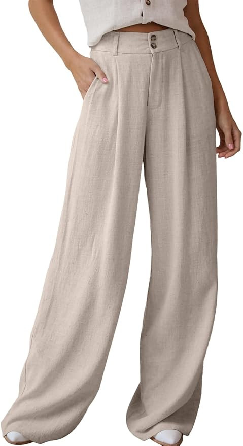 Dokotoo Womens Linen Pants Casual Loose Wide Leg Pants for Women Elastic Waist Palazzo Pants Trou... | Amazon (US)