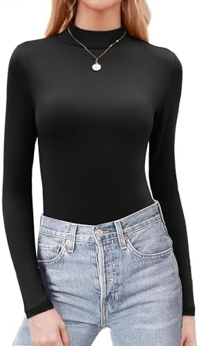 Zeagoo Womens Long Sleeve Shirts Mock Neck Basic Slim Fitted Tops Lightweight Stretch Base Layer ... | Amazon (US)