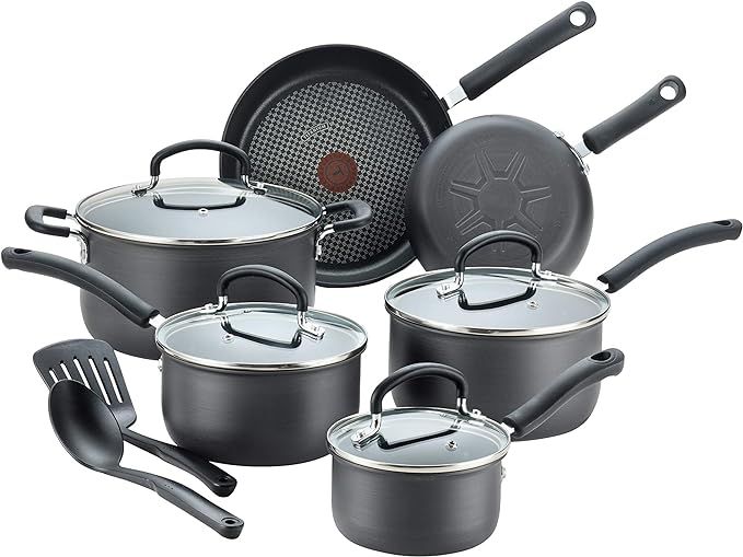 T-fal Ultimate Hard Anodized Nonstick 12 Piece Cookware Set, Dishwasher Safe Pots and Pans Set, B... | Amazon (US)