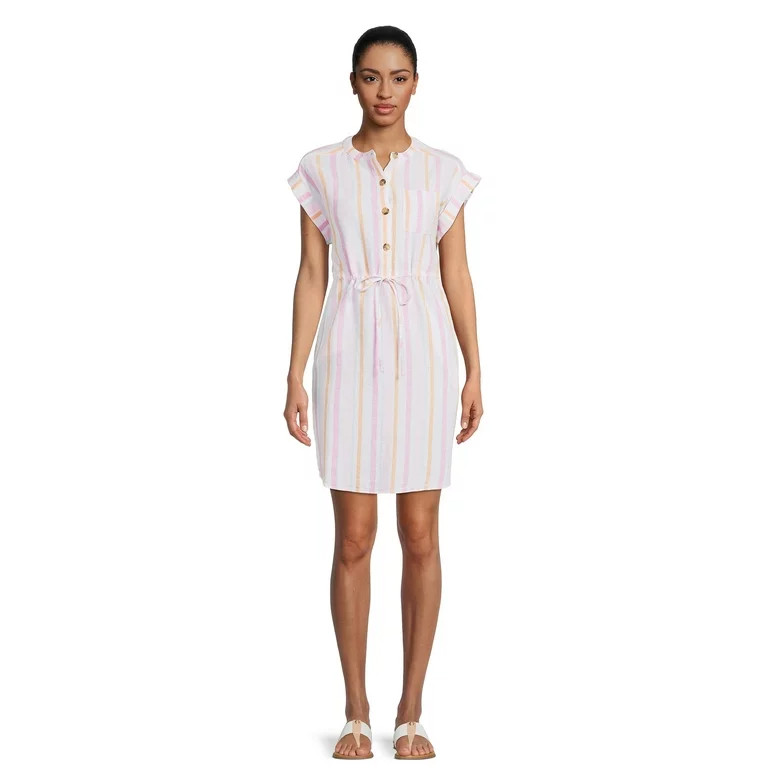 Time and Tru Women's Short Sleeve Shirt Dress | Walmart (US)