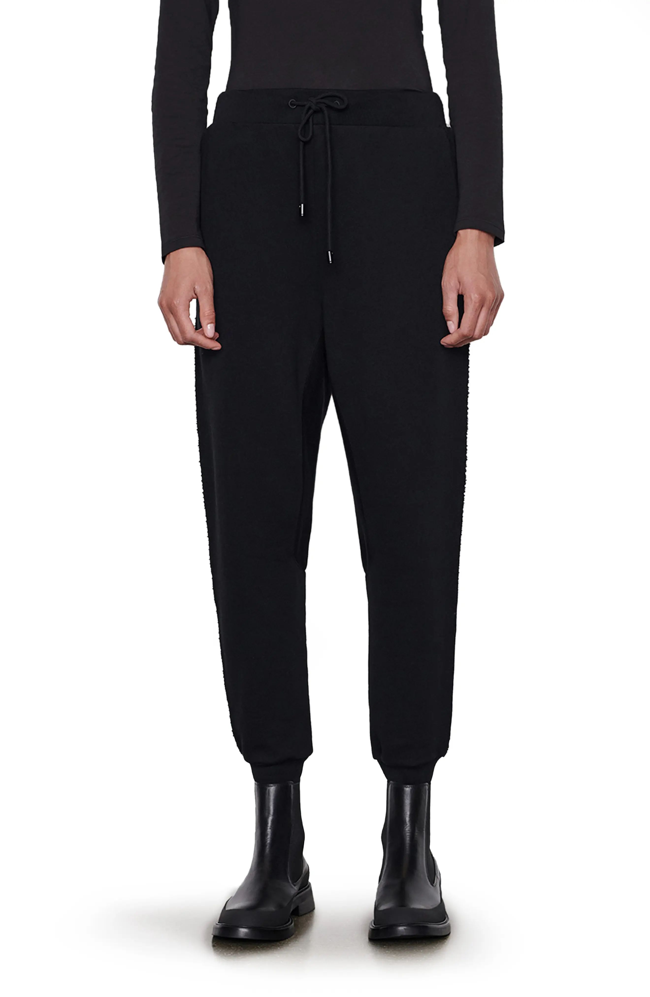 FRAME Standard Organic Cotton Sweatpants, Size Small in Noir at Nordstrom | Nordstrom