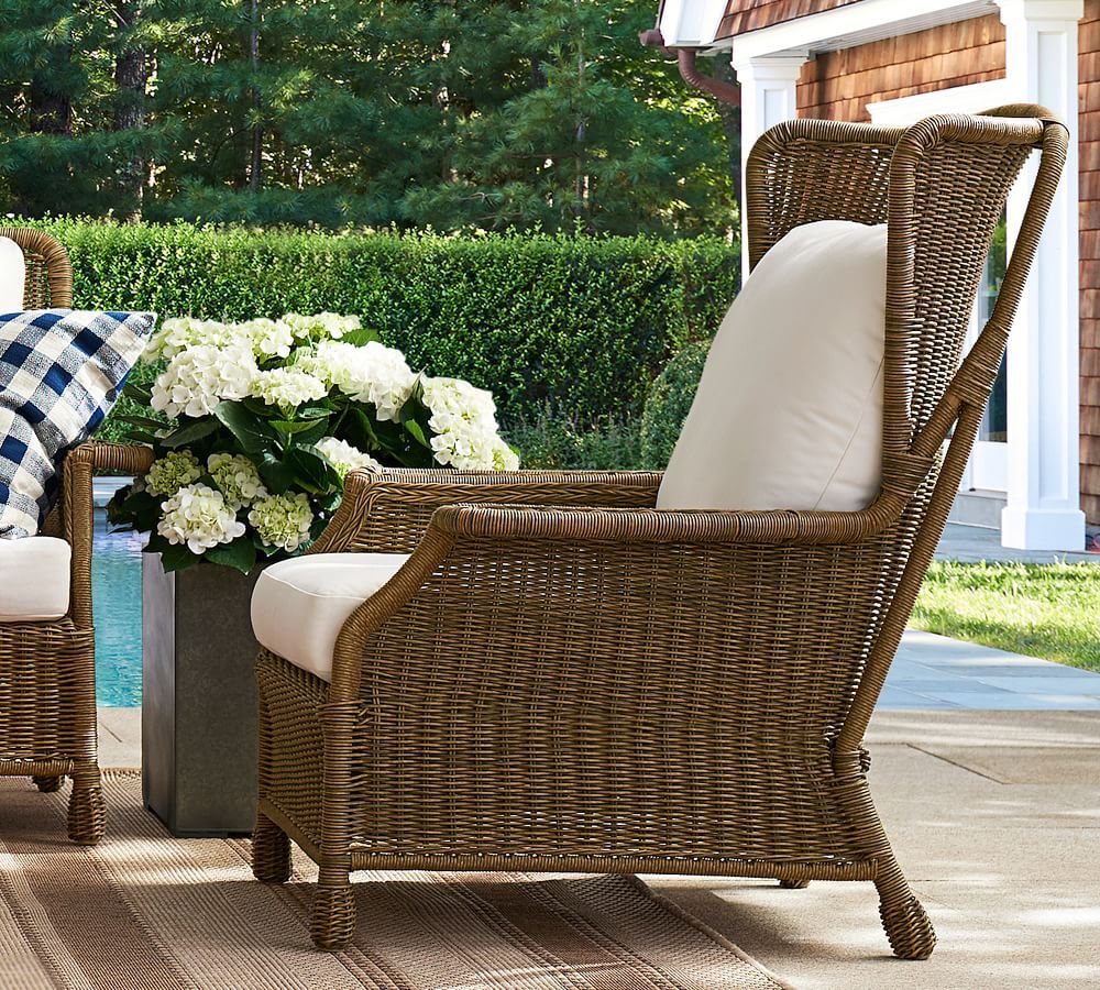 Saybrook Indoor/Outdoor All-Weather Wicker Wingback Lounge Chair | Pottery Barn (US)