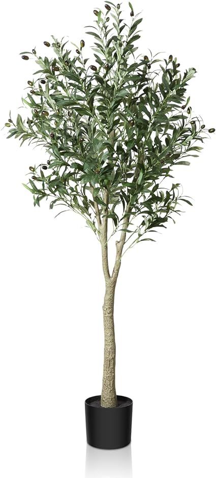 Amazon.com: CROSOFMI Artificial Olive Tree Plant 5 Feet Fake Topiary Silk Tree, Perfect Faux Plan... | Amazon (US)