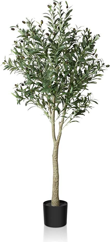 CROSOFMI Artificial Olive Tree Plant 5 Feet Fake Topiary Silk Tree, Perfect Faux Plants in Pot fo... | Amazon (US)