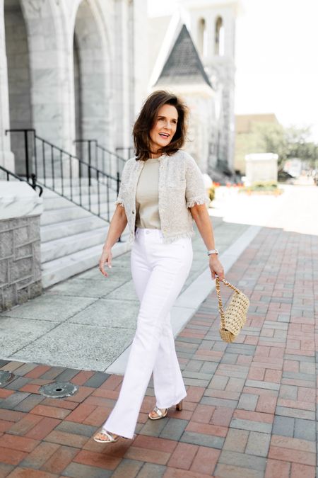 Petite white flare leg jeans that make your legs look so good and so long.  Spring and summer must have for petites.  Wearing them with a great 3” heel by Inez held too.  Use code BETH15 for 15% off.
#ltkpetite #petite

#LTKstyletip #LTKshoecrush