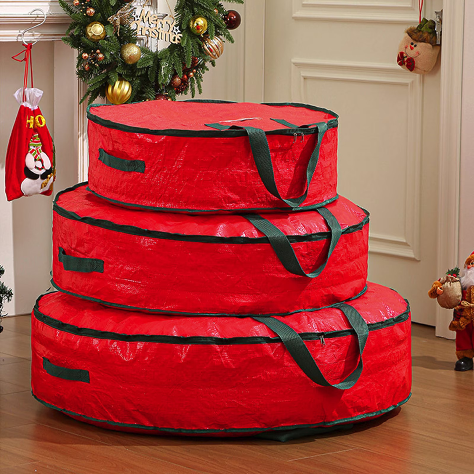 Fwttom Wreath Storage Container, Christmas Storage Bag With Carry Handles & Card Slot, 35.5 x 35.... | Walmart (US)
