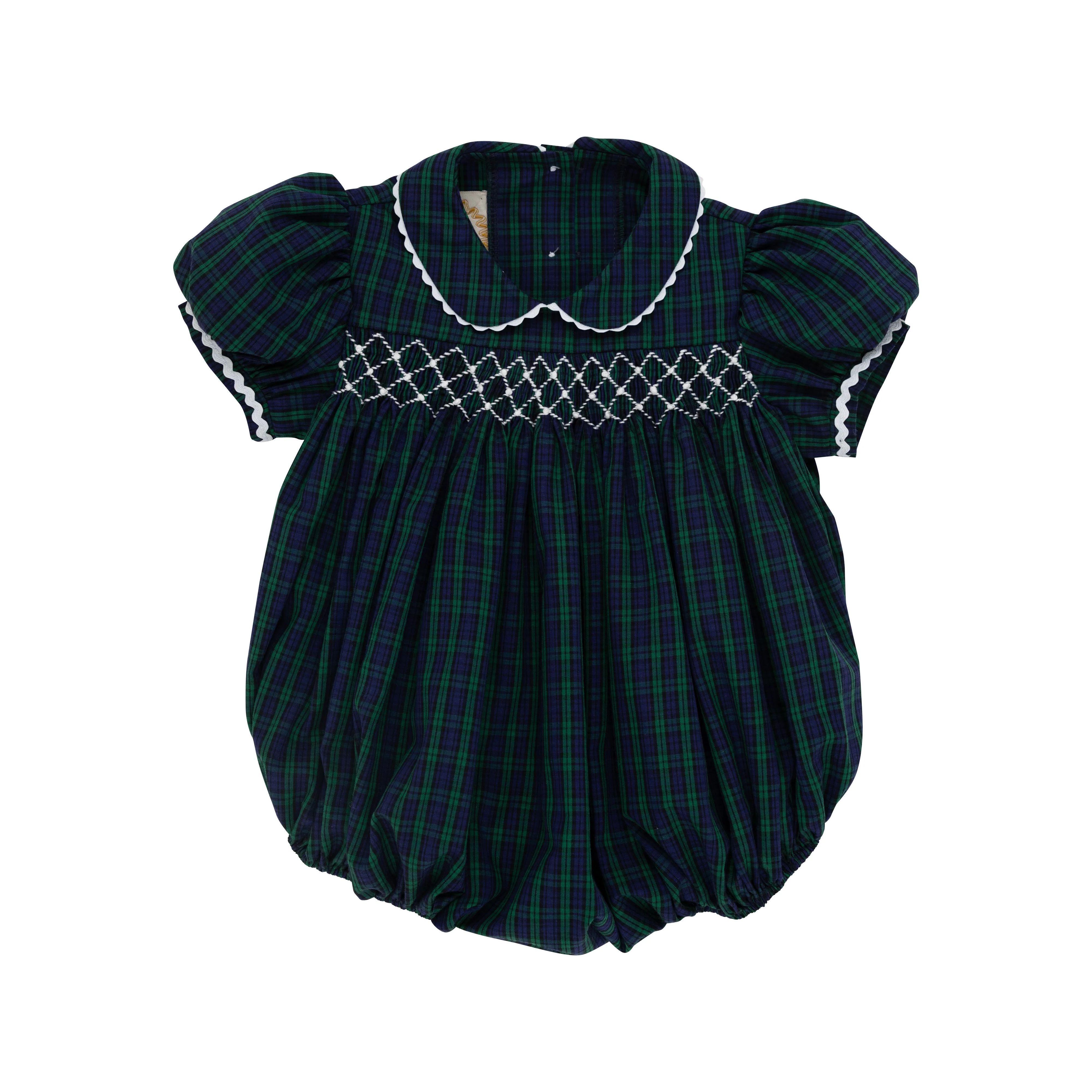 Dottie Hart Bubble - Fall Party Plaid with Worth Avenue White Smocking | The Beaufort Bonnet Company