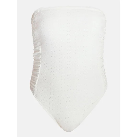 Time and Tru Women's and Women's Plus Eyelet Bandeau One Piece Swimsuit with Side Shirring, Sizes... | Walmart (US)