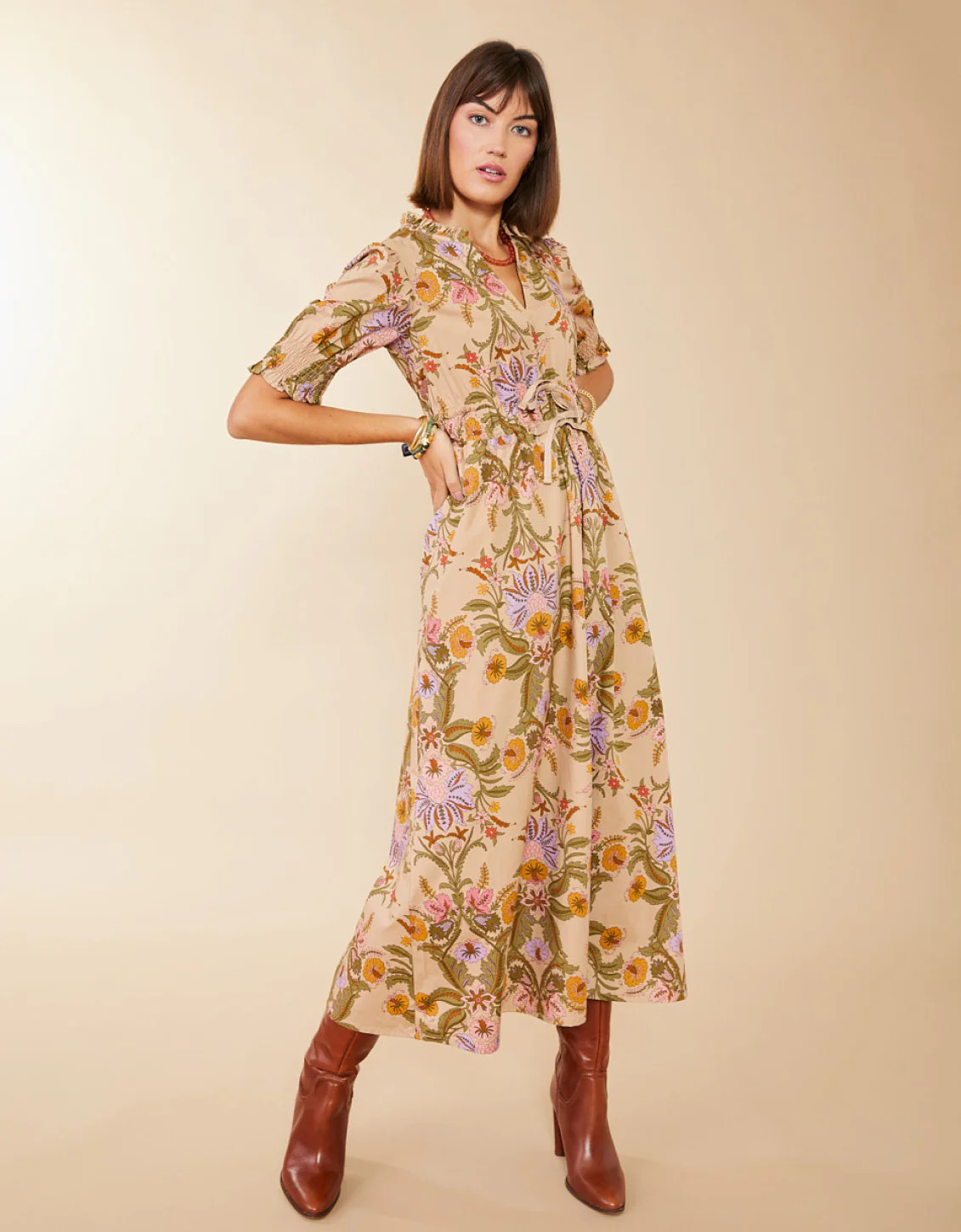 Tatum Midi Dress Mystic Moss Motif | Spartina 449