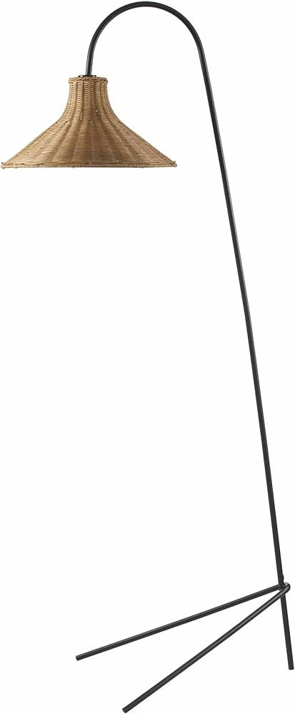 Mporokoso Boho Floor Lamp for Living Room - Shade Jute, Rattan - Iron Standing Lighting - Black, ... | Amazon (US)