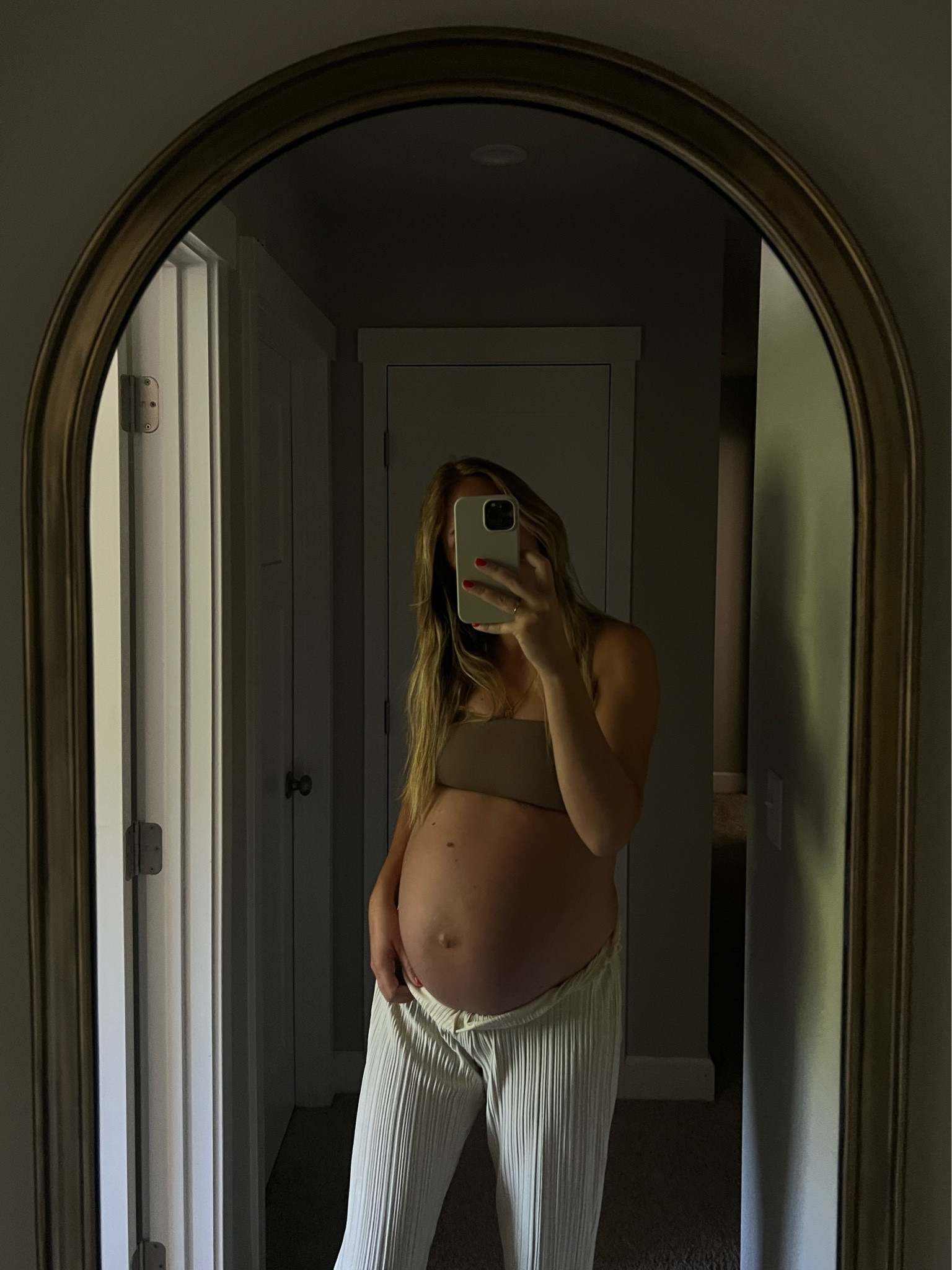 33 weeks and feeling like a cute pregnant person. skims bandeau bra and these anine bing plisse pants make an extra comfy fit. 
 

#LTKbump #LTKfamily #LTKbaby