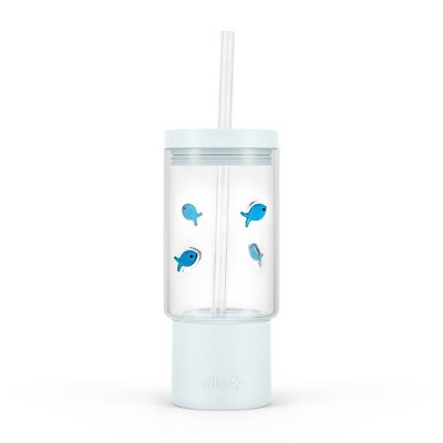 Ello Charmed 18oz Fish Glass Straw Tumbler Blue | Target