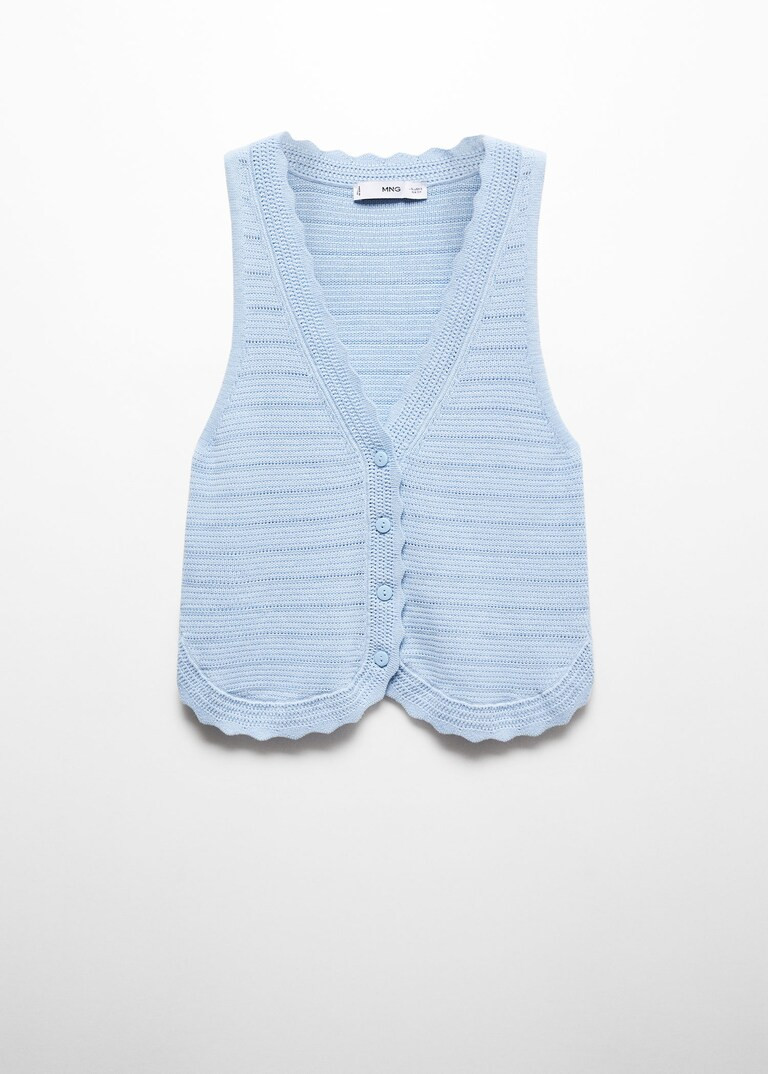 Knitted vest with openwork details -  Women | Mango USA | MANGO (US)