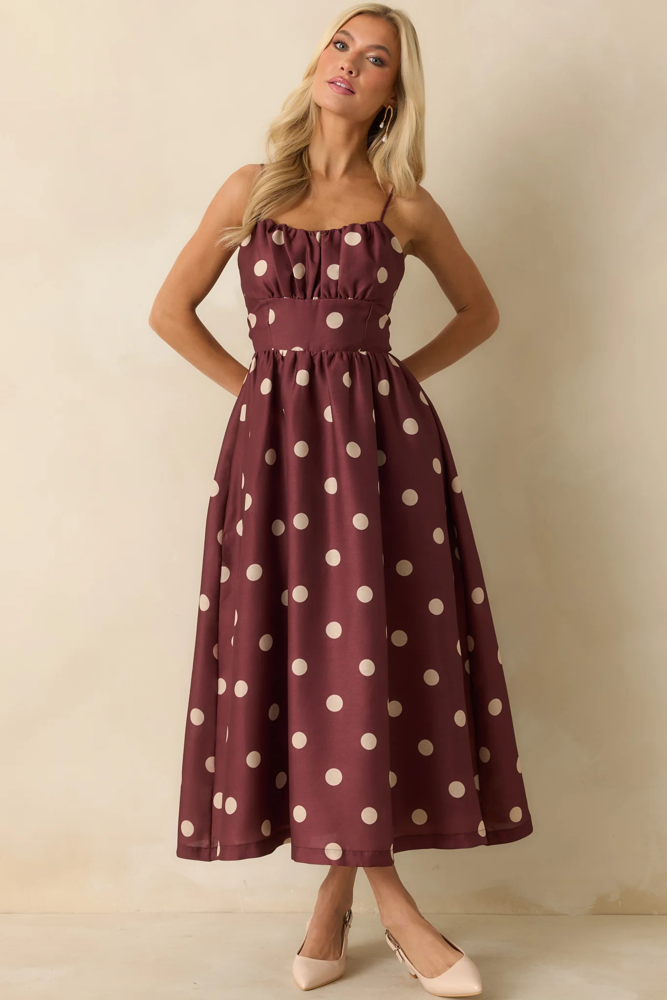Sweet Spot Burgundy Polka Dot Maxi Dress | Red Dress