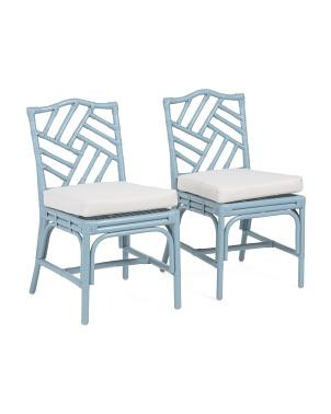 Set Of 2 16.5x31 Alie Rattan Dining Chairs With Cushions | TJ Maxx