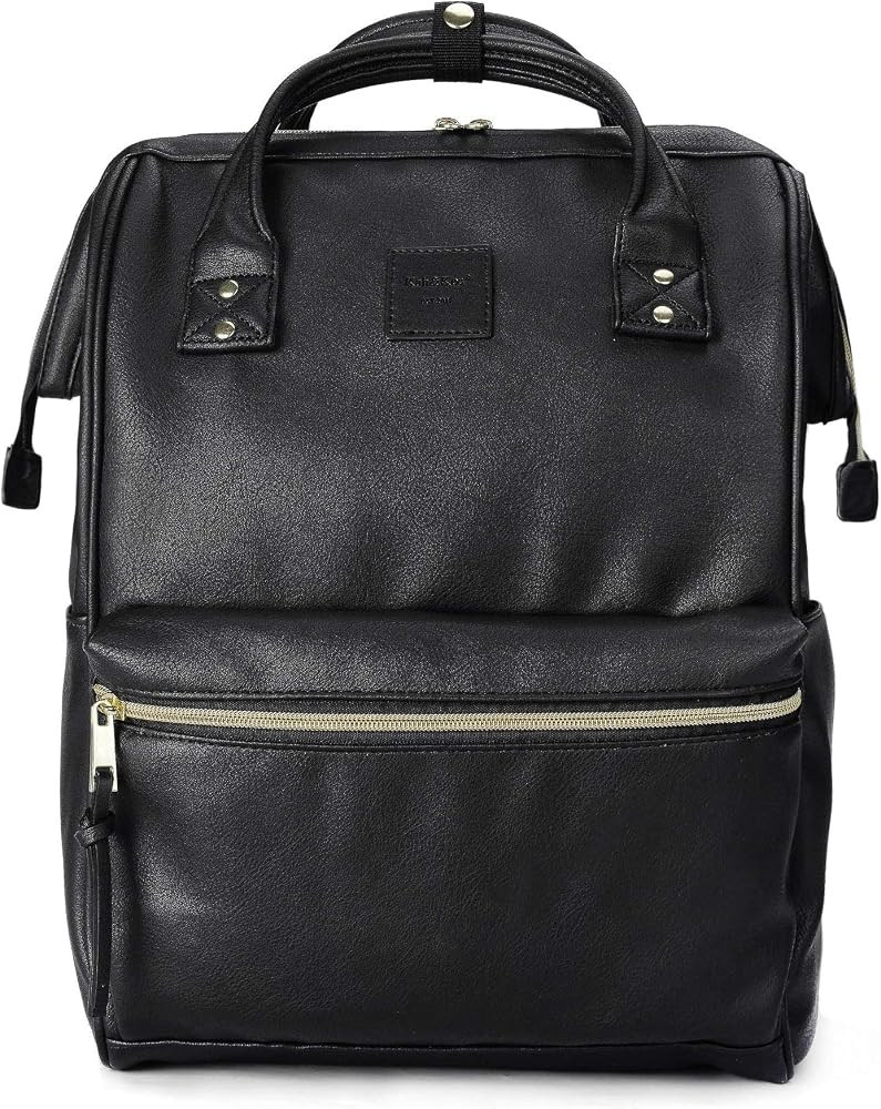 Kah&Kee Faux-Leather Backpack Diaper Bag with Laptop Compartment Travel School for Women Man | Amazon (US)