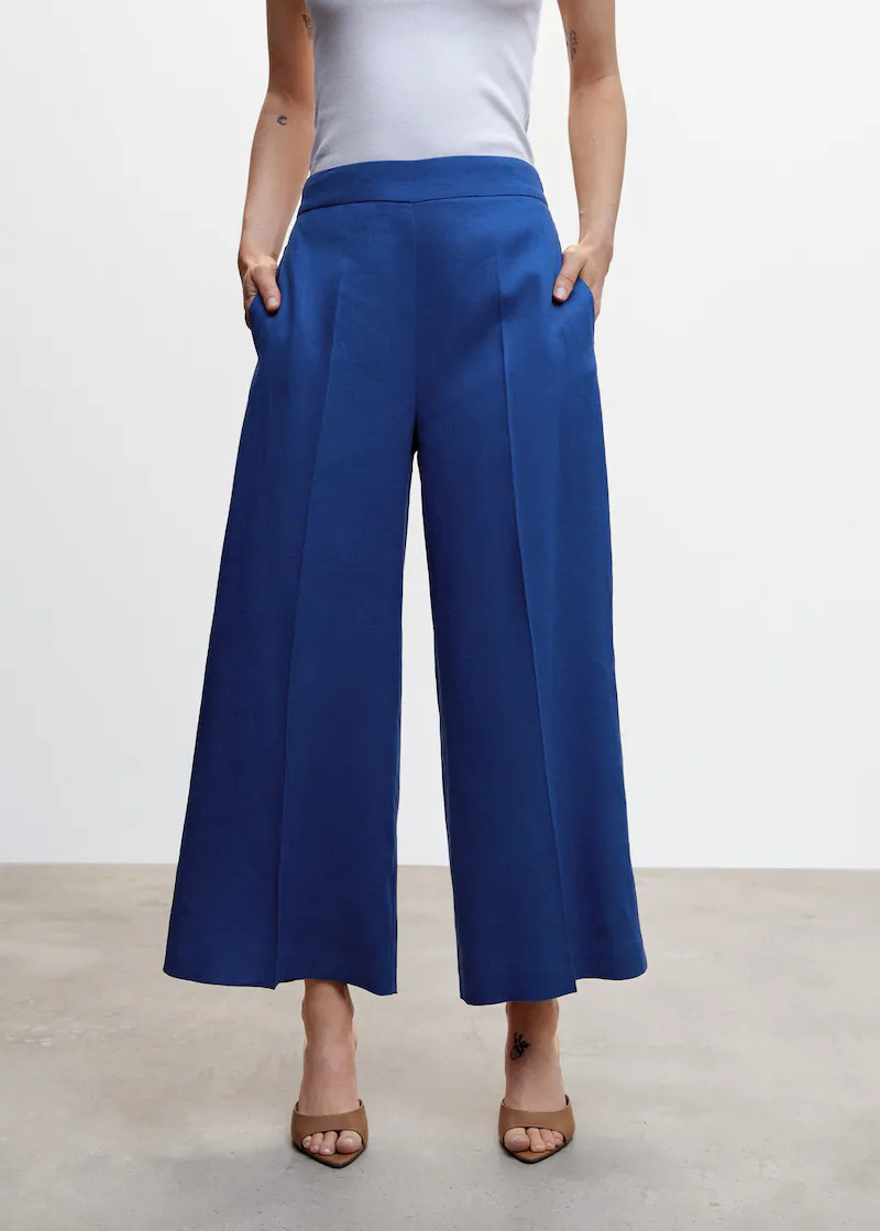 100% linen culotte pants  -  Women | Mango USA | MANGO (US)