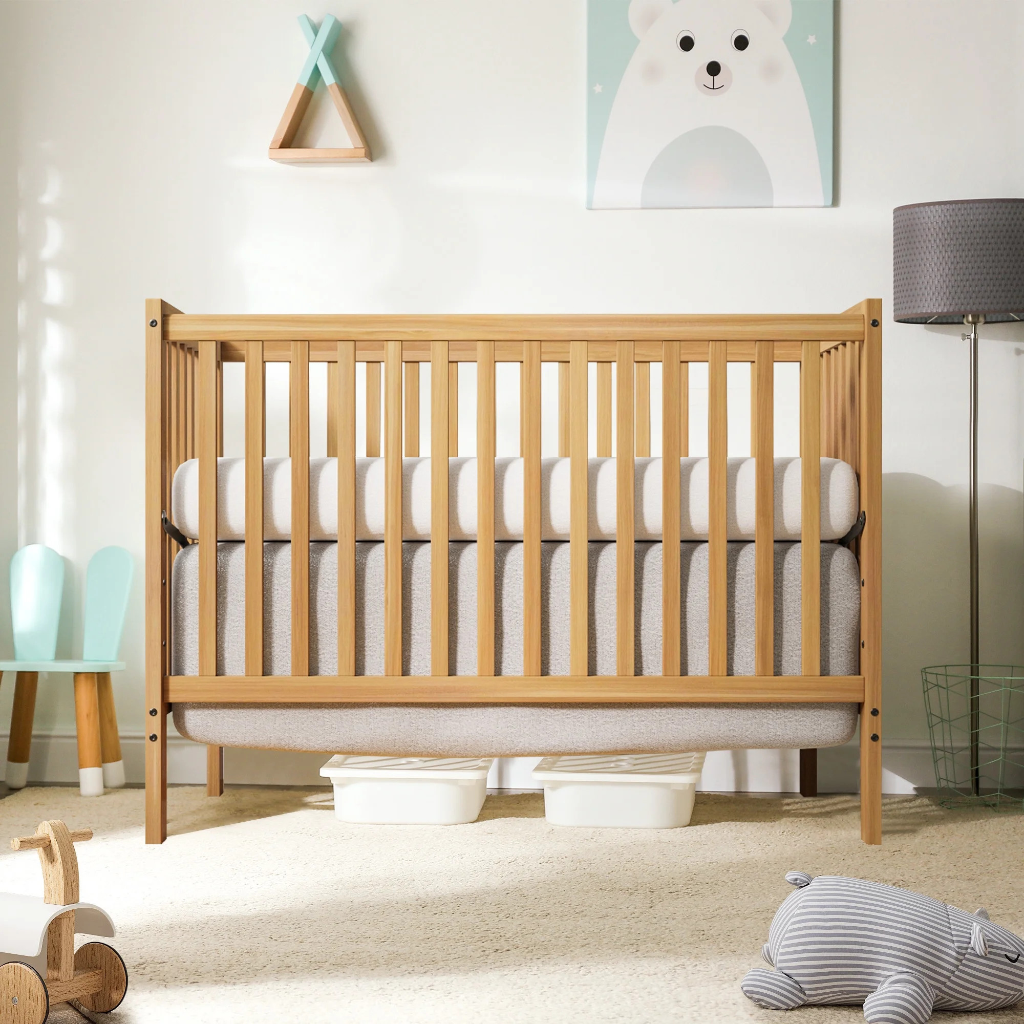 CASEMIOL 5-In-1 Convertible Crib, New Zealand Pinewood Baby Bed,Baby Crib With 3 Height Adjustmen... | Walmart (US)