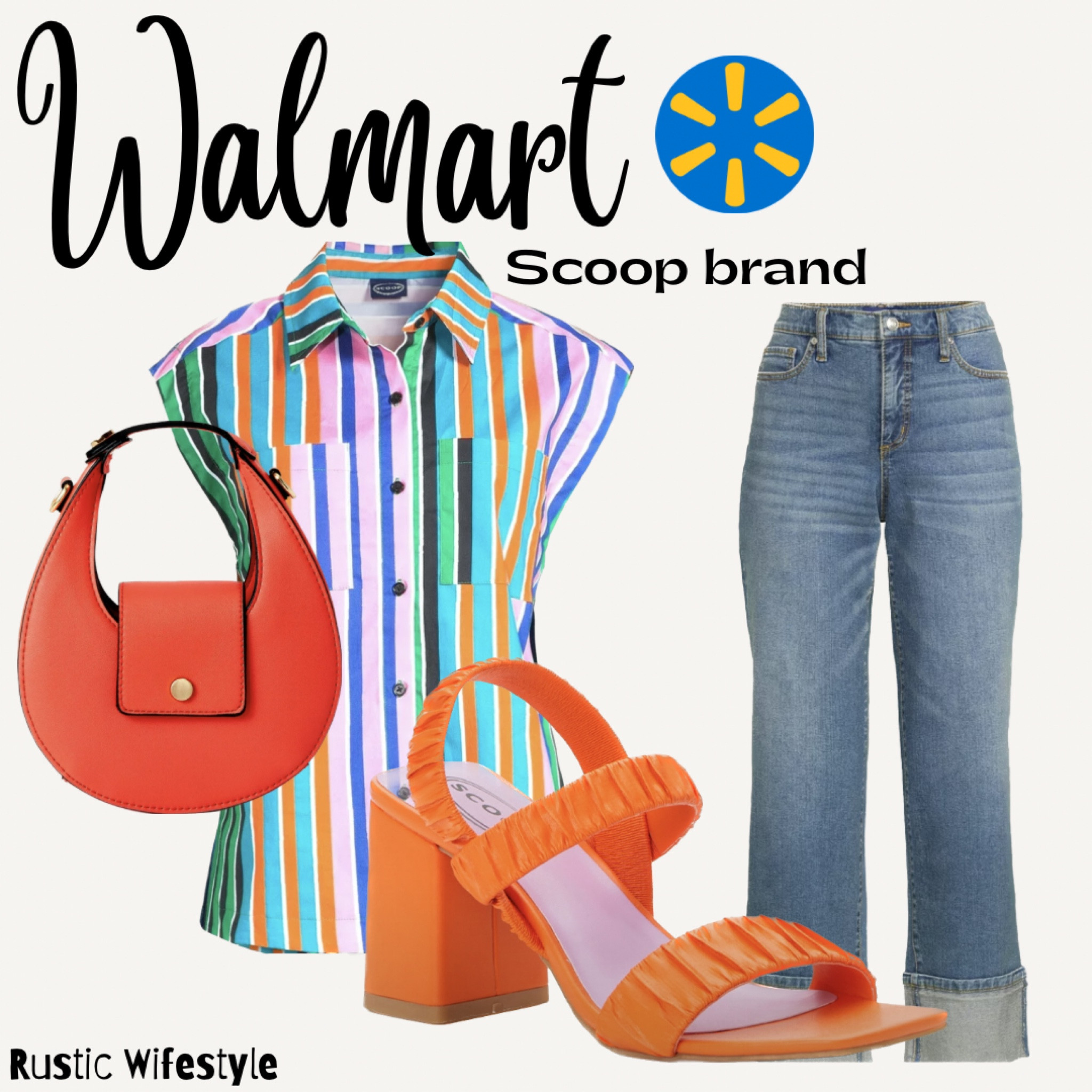 Orange 🍊 vibes. Walmart fashion, scoop brand, orange heels, denim, boyfriend cut, button down tank, striped top, orange handbag #walmartfashion #scoopbrand #orangeheels

#LTKsalealert #LTKFind #LTKstyletip