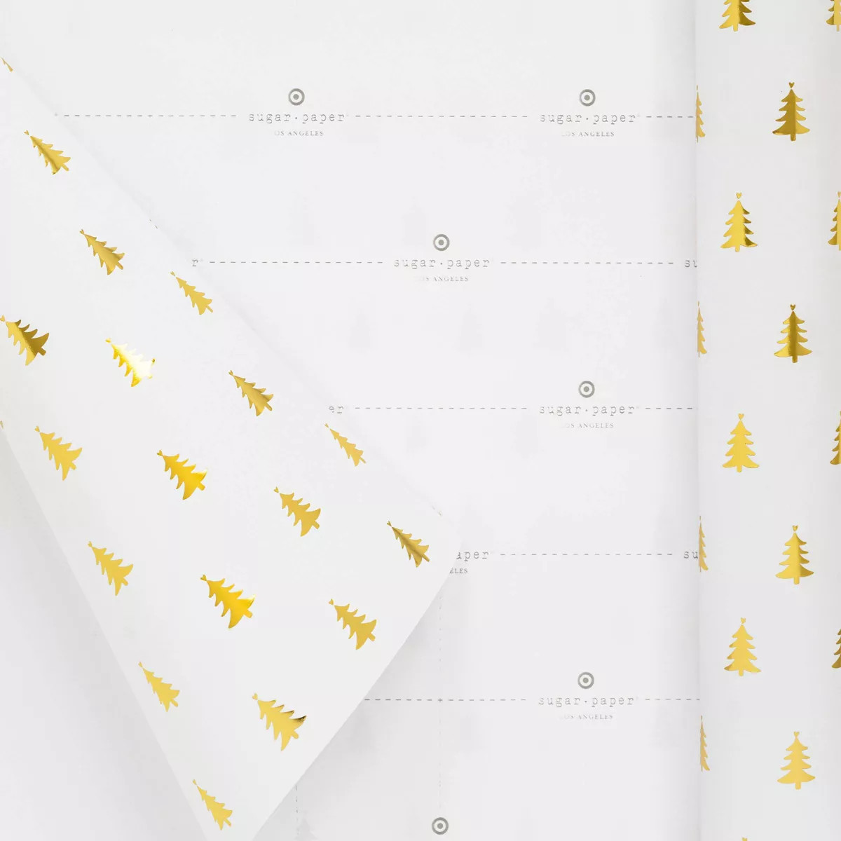 25 sq ft Gold Foil Tree Gift Wrap White - Sugar Paper™ + Target | Target