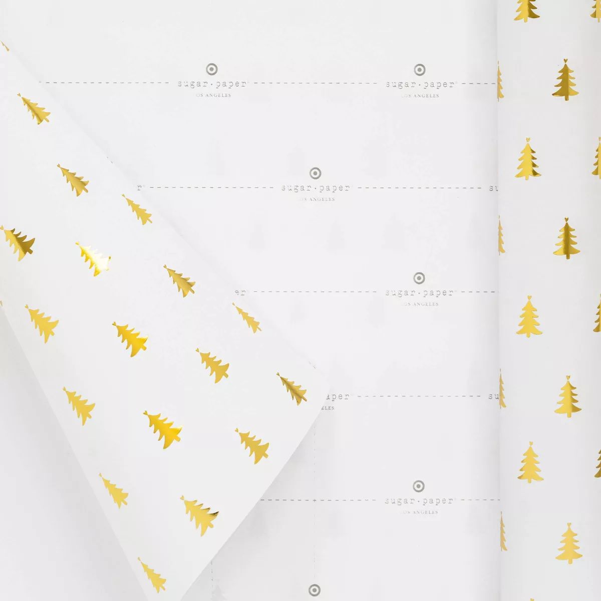 25 sq ft Gold Foil Tree Gift Wrap White - Sugar Paper™ + Target | Target