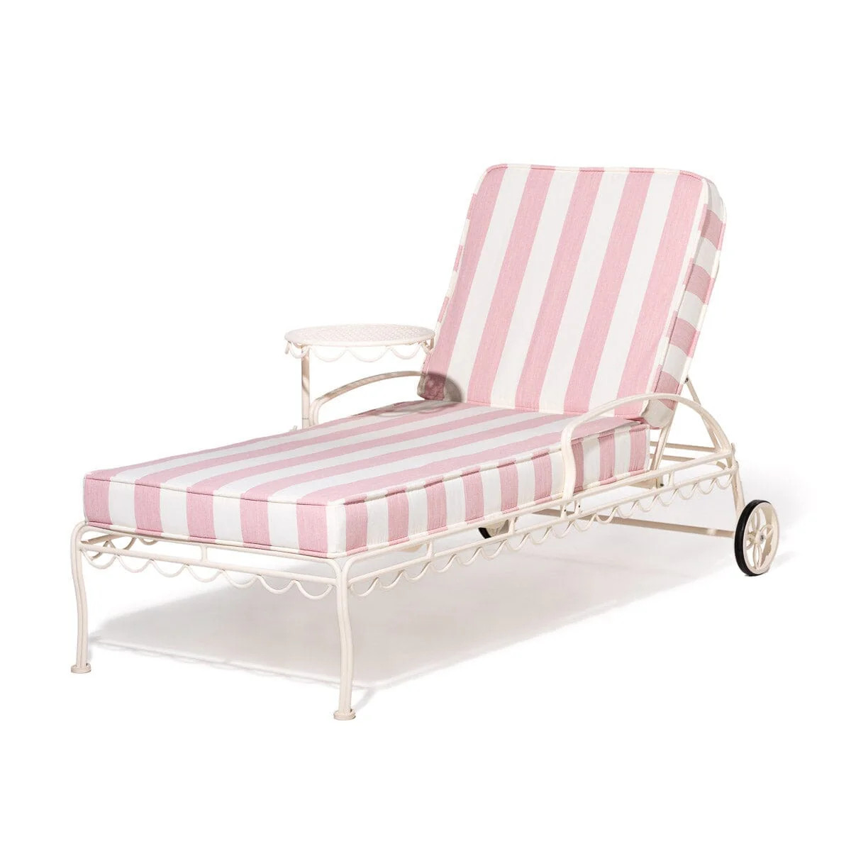 The Al Fresco Sun Lounger in Crew Pink Stripe on White Frame | Business & Pleasure Co.