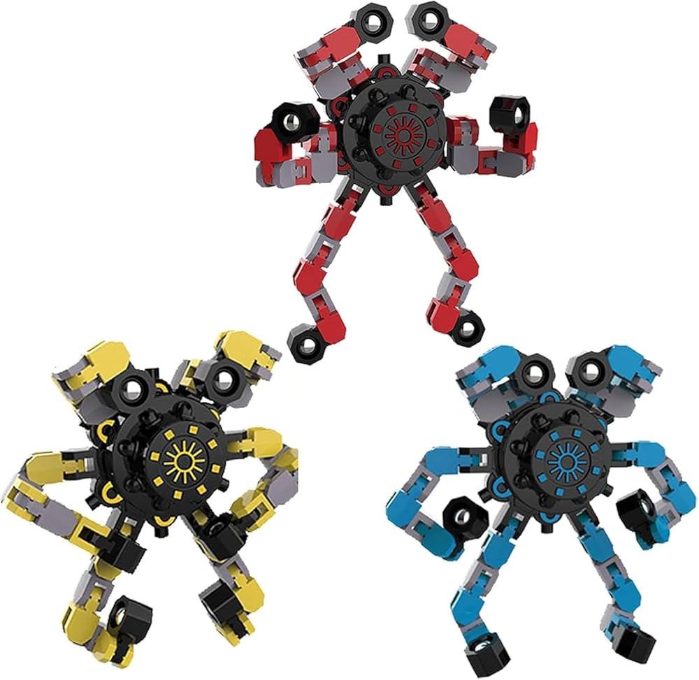 Fidget Spinner for Kids and Adults,3PC Transformable DIY Robot Fingertip Toys Stress Relief Chain Toys | Amazon (US)
