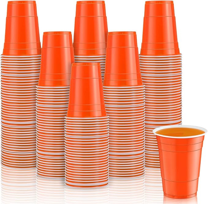 100 Pcs 16 oz Party Plastic Cups, Orange | Amazon (US)