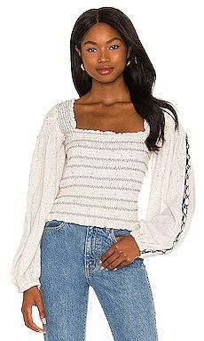 Free People Maggie Embroidered Top in Ivory from Revolve.com | Revolve Clothing (Global)