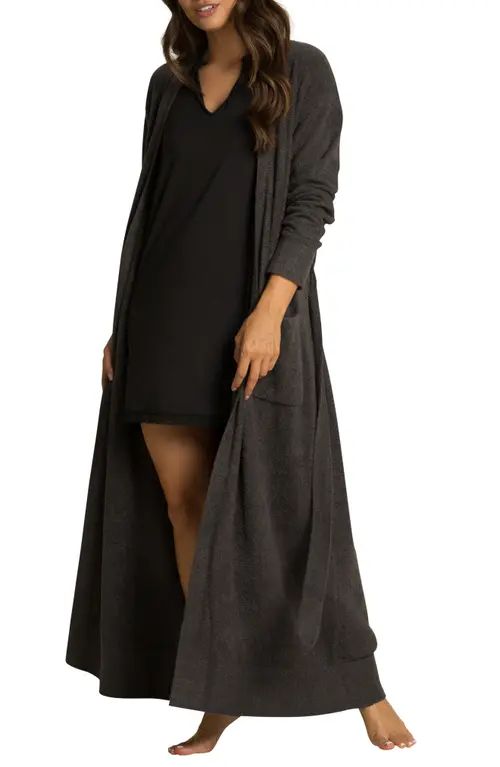 barefoot dreams CozyChic Ultra Lite™ Long Robe in Carbon at Nordstrom, Size Small | Nordstrom