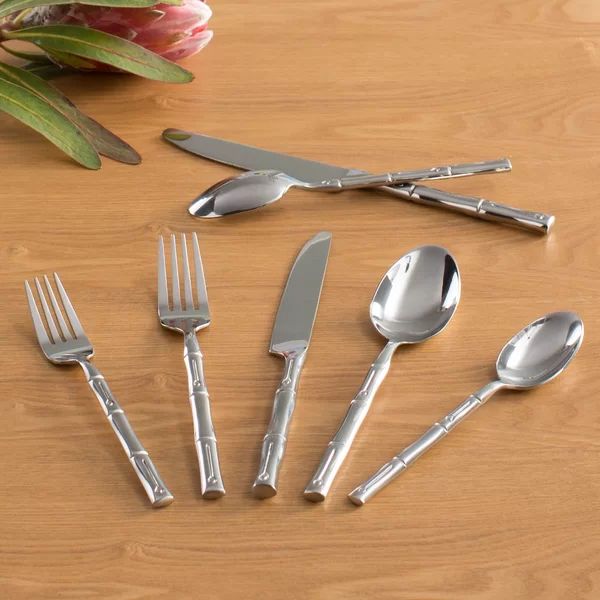 Bamboo 20 Piece 18/0 Stainless Steel Flatware Set, Service for 4 | Wayfair North America